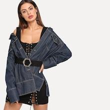 Shein Split Single Breasted Denim Jacket