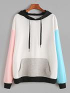 Shein Color Block Drop Shoulder Pocket Front Hoodie
