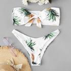Shein Random Pineapple Print Knotted Front Bandeau Bikini Set