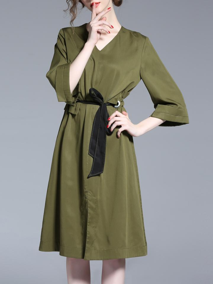 Shein V Neck Drawstring A-line Dress