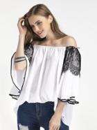 Shein Off Shoulder Lace Sleeve Top