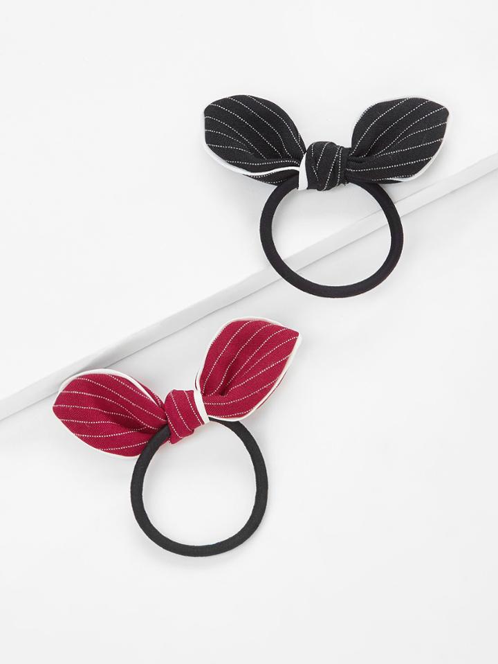 Shein Striped Bow Hair Tie 2pcs