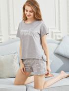 Shein Letter Print Tee With Shorts Pajama Set