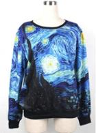Rosewe Hot Sale Painting Style Long Sleeve Pullover Sweatshirt