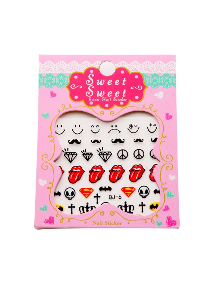 Shein Lip And Diamond Pattern Nail Sticker Set