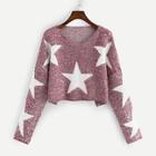 Shein Allover Star Print Crop Sweater