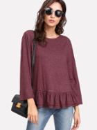 Shein Layered Ruffle Trim Heathered T-shirt