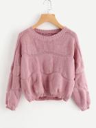 Shein Ribbed Trim Textured Sweater