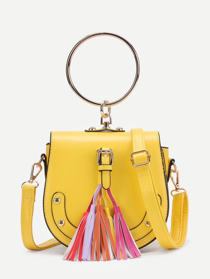 Shein Tassel Detail Pu Crossbody Bag With Ring Handle