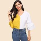 Shein Flounce Sleeve Single Breasted Shirt