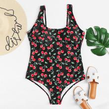 Shein Plus Cherry Print Swimsuit