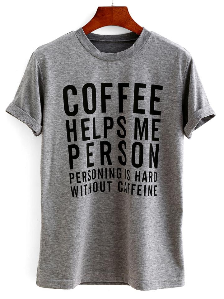 Shein Letter Print Slub T-shirt