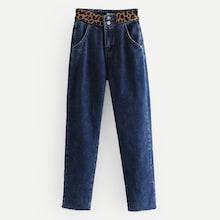 Shein Leopard Print High Waist Jeans