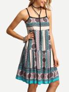 Shein Spaghetti Strap Drop Waist Print Dress