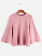 Shein Pink Bell Sleeve Jersey Sweater