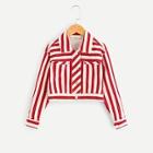 Shein Girls Button Up Striped Print Jacket