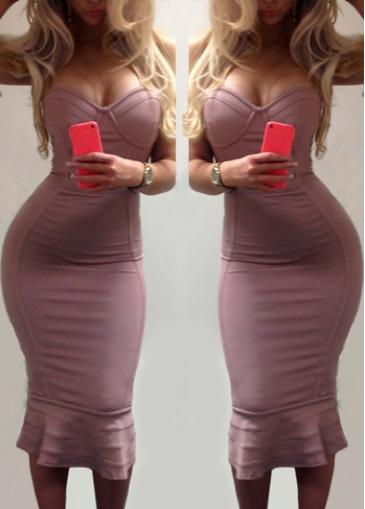Rosewe Dusty Pink Strapless Bodycon Mermaid Dress