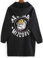 Shein Hooded With Pockets Dog Animals Print Coat