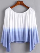 Shein Ombre Boat Neck Bell Sleeve T-shirt