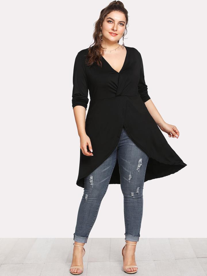 Shein V Neckline Split Tee
