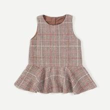 Shein Toddler Girls Ruffle Hem Plaid Dress