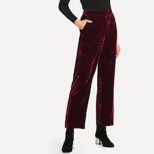 Shein Pocket Decoration Solid Velvet Pants