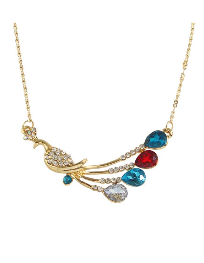 Shein Rhinestone Peacock Pendant Necklace