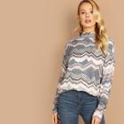 Shein Zig-zag Print Rib Knit Tee