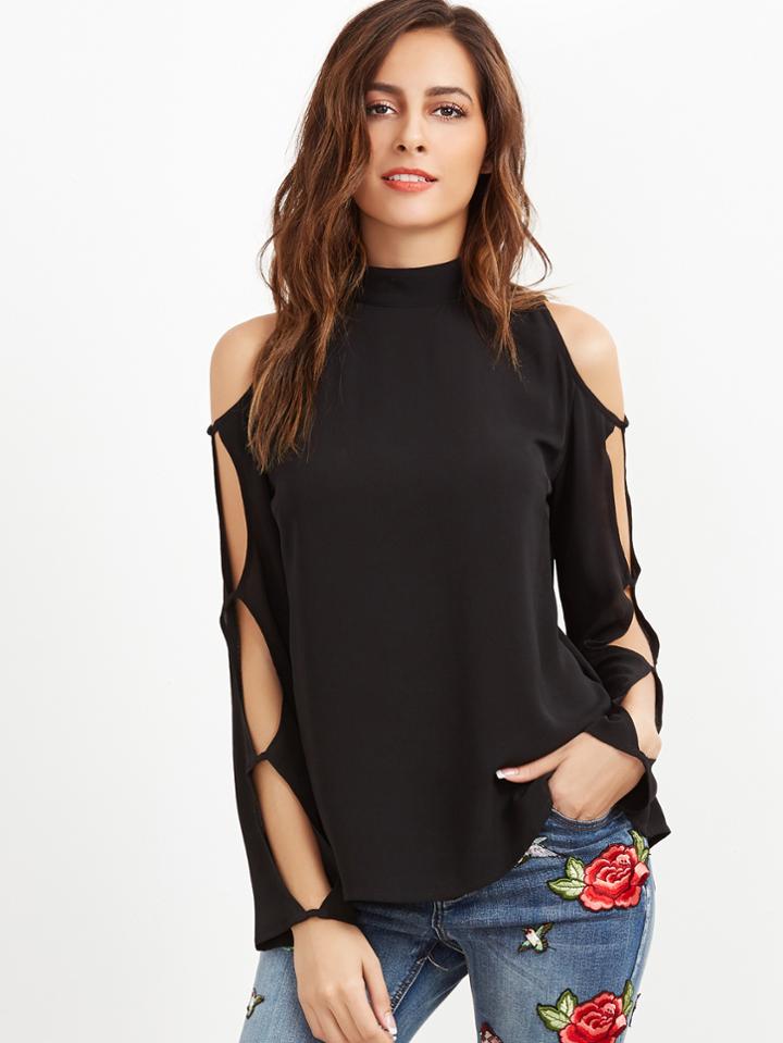 Shein Keyhole Back Split Sleeve Top