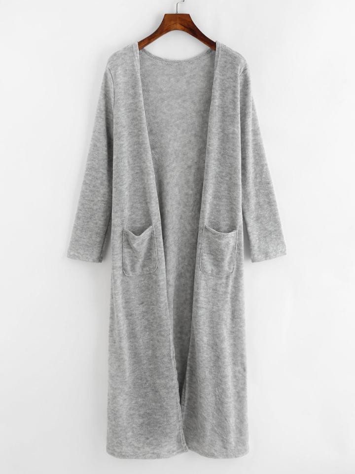Shein Double Pockets Long Cardigan
