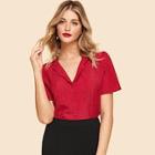Shein Button Up V Neck Blouse
