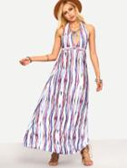 Shein Colorful Striped Halter Neck Dress