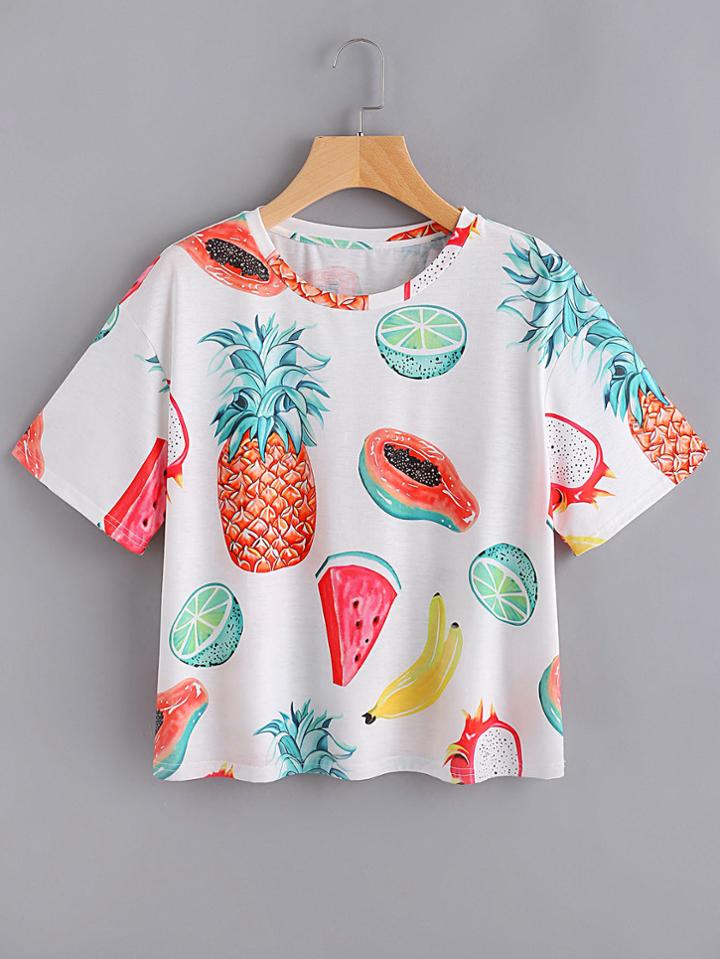 Shein Allover Fruit Print T-shirt