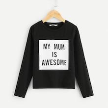 Shein Girls Letter Front Tee
