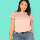 Shein Plus Lace Applique Sheer Yoke Top