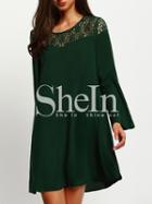 Shein Dark Green Hollow Shift Dress
