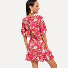 Shein Flower Print Backless Dress