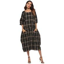 Shein Check Plaid Hidden Pocket Dress