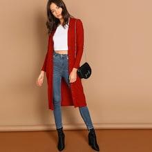 Shein Button Up Pocket Front Longline Coat