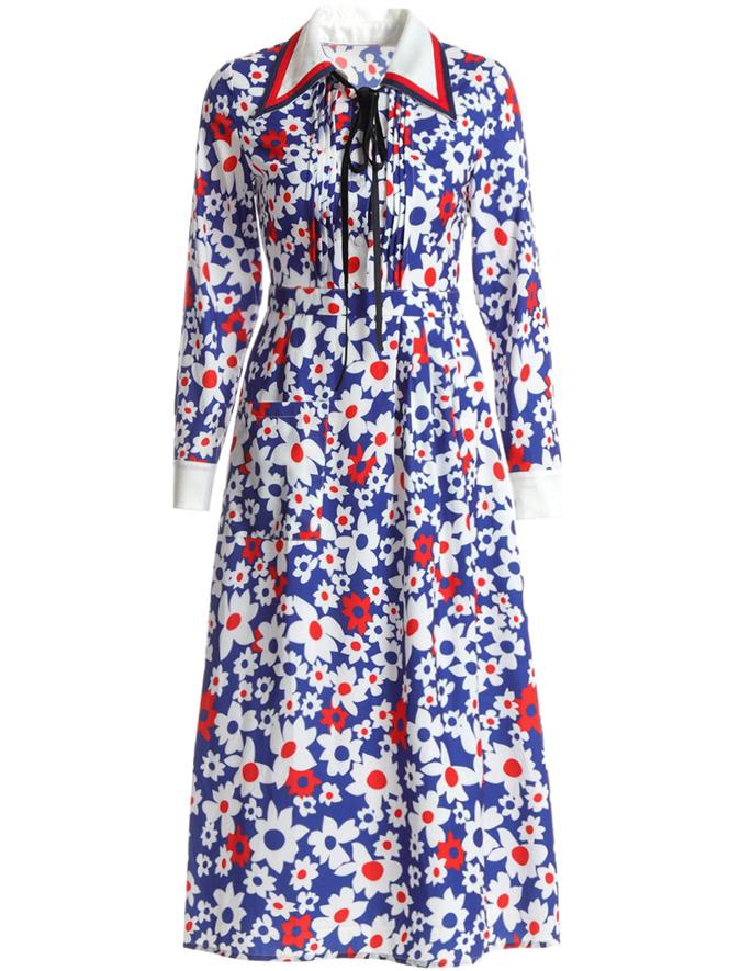 Shein Tie Neck Floral Shift Dress