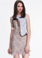 Shein Grey Sleeveless Luxury Deluxe Panoply Gorgeous Splendid Delicate Crochet Lace Dress
