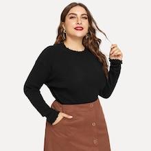 Shein Plus Lettuce Trim Ribbed Jumper