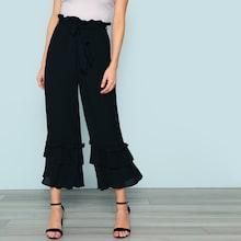 Shein Layered Ruffle Hem Belted Culotte Pants