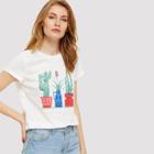 Shein Cactus Print Short Sleeve T-shirt