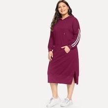 Shein Plus Contrast Striped Side Hooded Dress