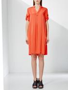 Shein Orange V Neck Shirt Dress