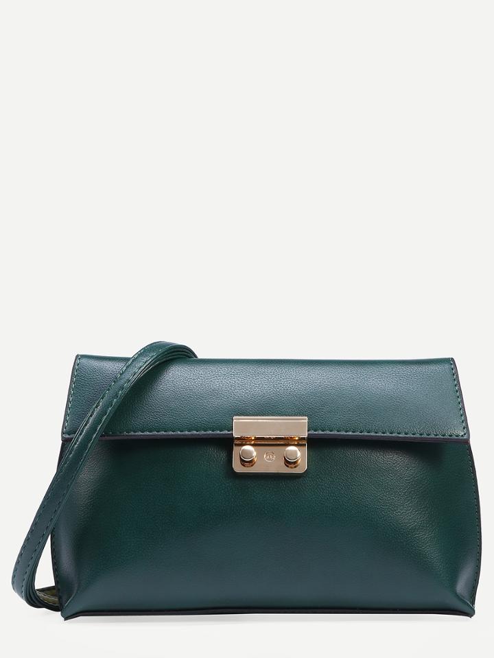 Shein Green Pushlock Envelope Flap Bag With Strap