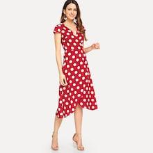 Shein Surplice Neck Polka Dot Print Dress