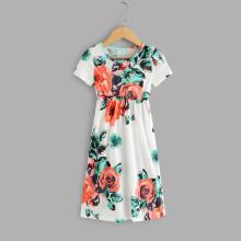 Shein Girls Random Florals A-line Dress
