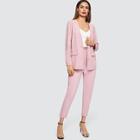Shein Single Breasted Solid Blazer & Pants Set